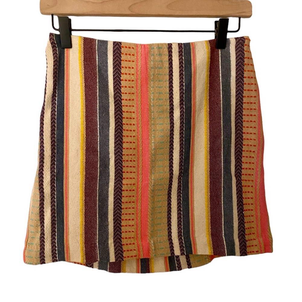 NEW H&M Divided Multi Colored Woven Lined Mini Skirt Size 4